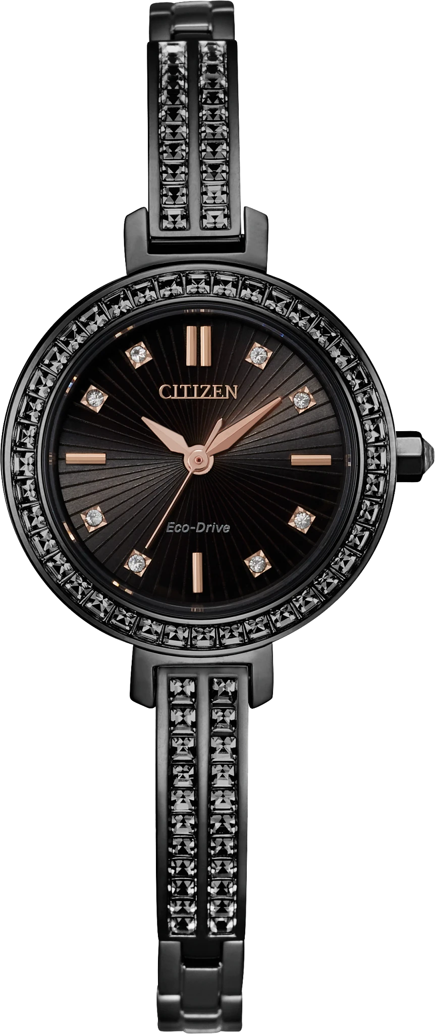 Silhouette Crystal Black Dial Stainless Steel Bracelet EM0865-58E